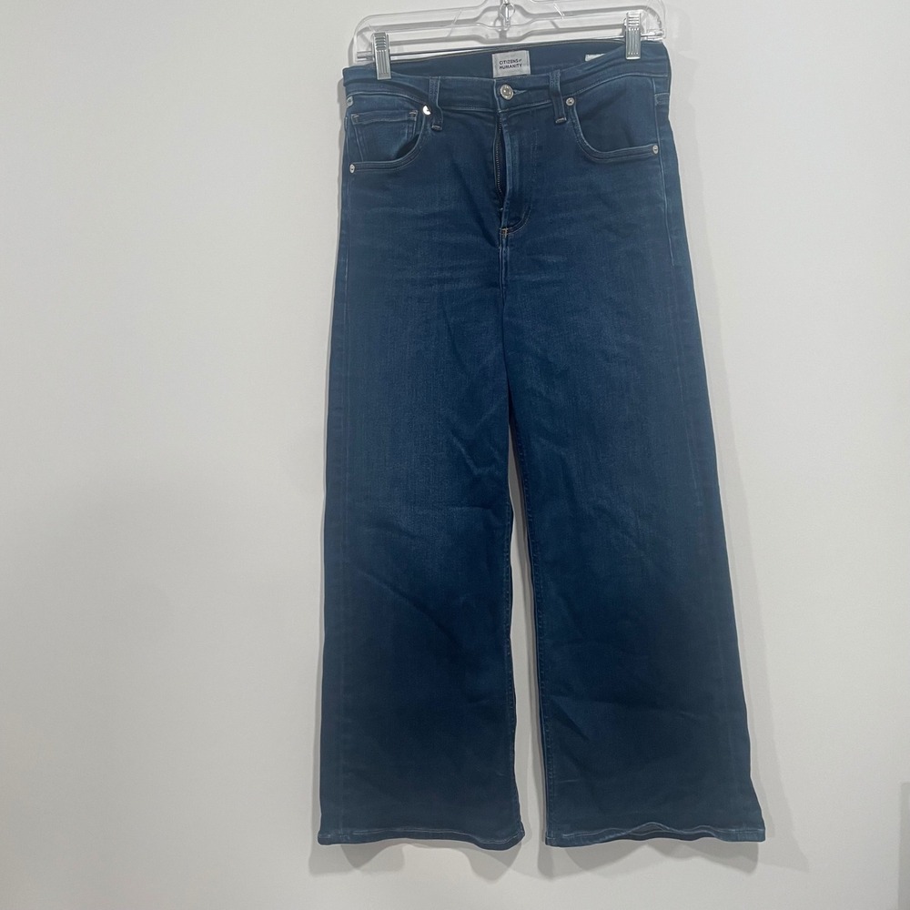 Citizens of Humanity Lyra Wide Leg Jeans Dark Indigo Blue Denim Size‎ 26 (28x26)